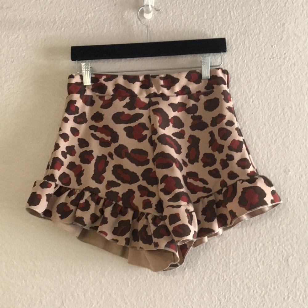 PLT Cheetah Leopard Frill Hem Shorts NWOT